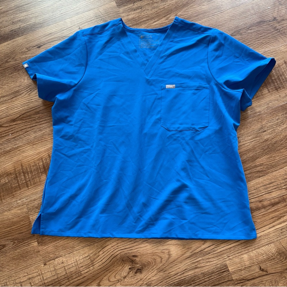 Women’s FIGS V-Neck Technical Collection Blue Scrub Top - XXL